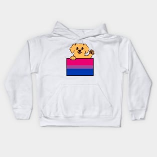 Love is Love Puppy - Golden Retriever - Bi Pride Flag Kids Hoodie